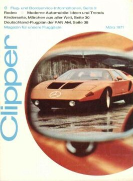 1971 March Clipper in-flight magazine with a cover story on race cars.